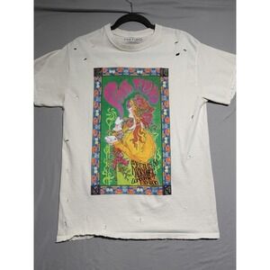 pink floyd white 1966 concert tee, thrashed, men's medium t-shirt #1553